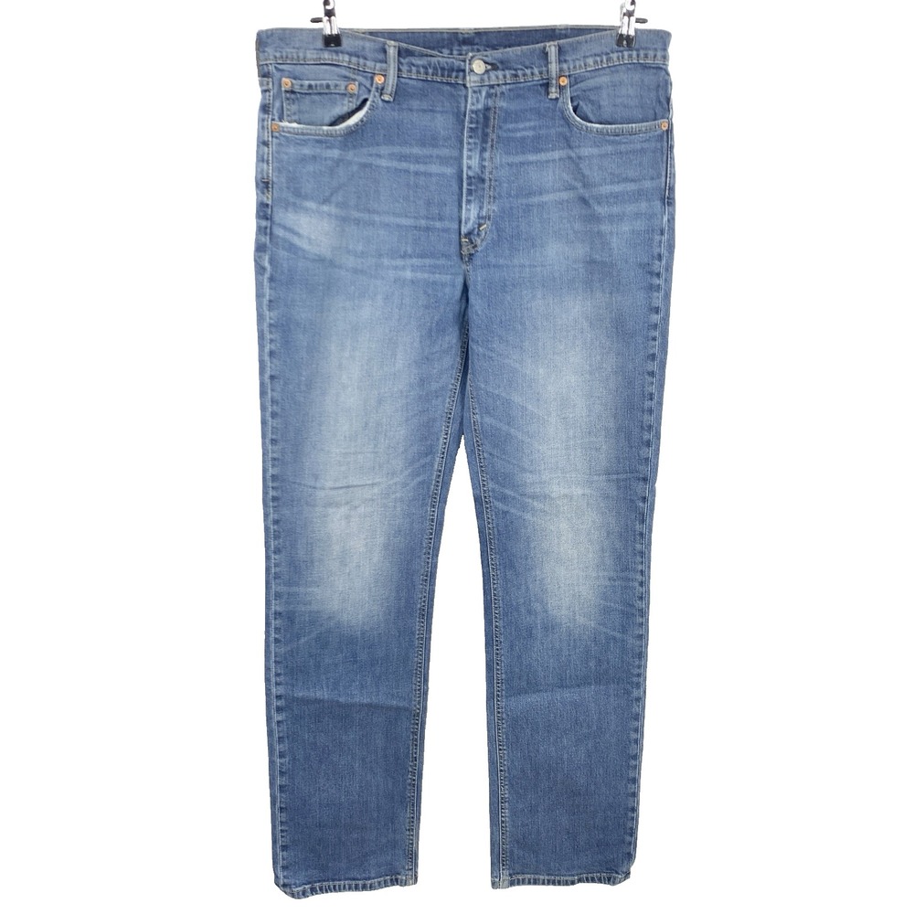 Levis Men Size 38 x 34 Jeans 505 Regular Fit Straight Light Wash Pants Stretch